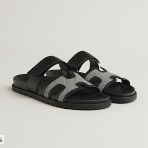 Hermès Hermes Chypre Sandals Black and Grey