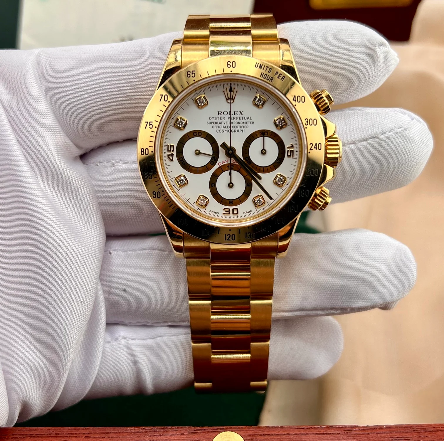Rolex Daytona Zenith White Dial Index Diamond Box&Paper 16528 1991