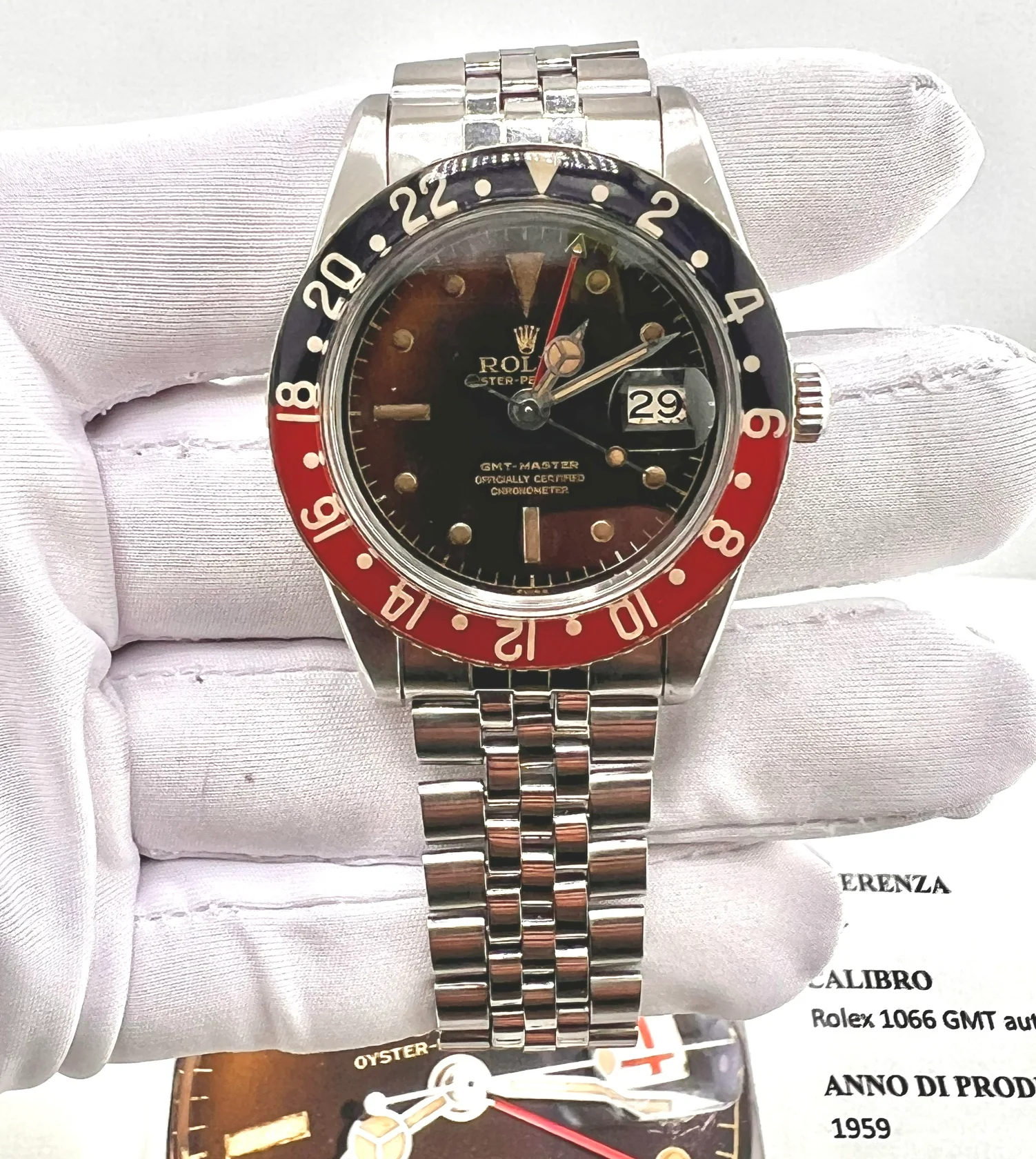 Rolex GMT-Master Brown Bachelite Expertise 6542 1959