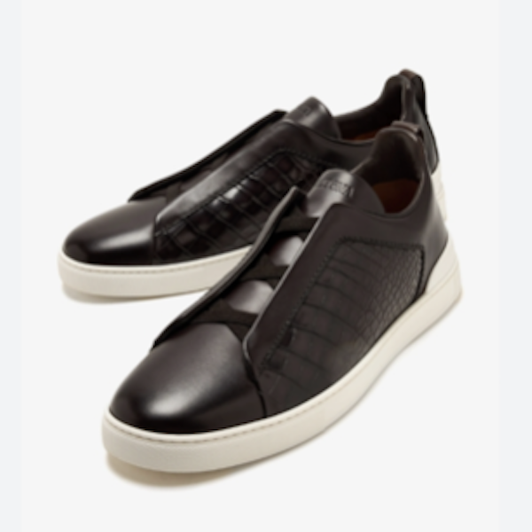 Zegna Zegna Triple Stitch Brown Leather