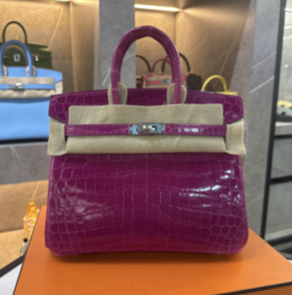 Hermès Hermes BIRKIN 25 rose crocodile