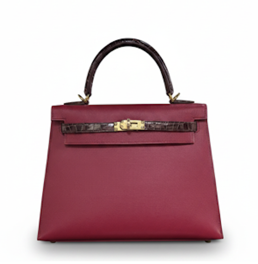 Hermès Hermes Kelly 25 Rouge H Touch Croc